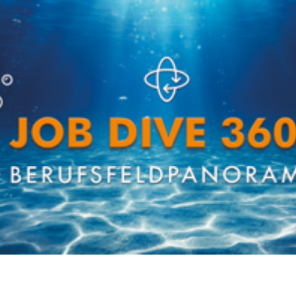 Logo des Job Dive 360° Berufsfeldpanoramas. Eintauchen in verschiedene Berufsfelder.