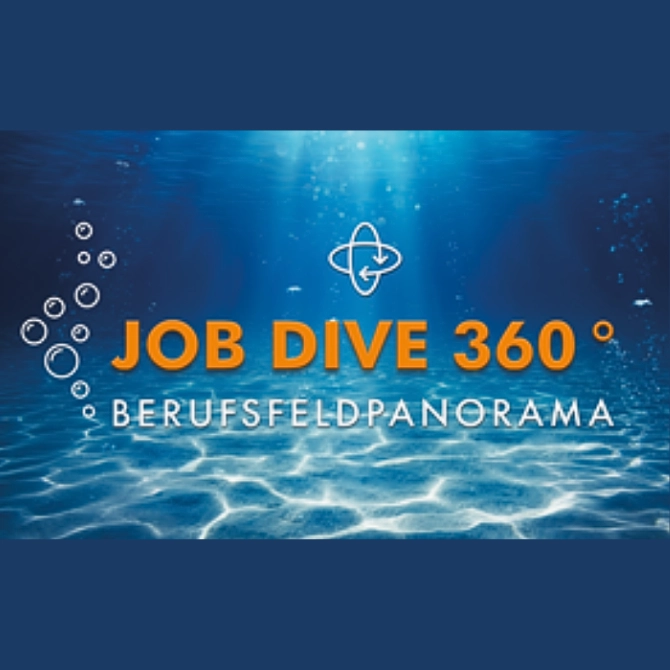 Logo des Job Dive 360° Berufsfeldpanoramas. Eintauchen in verschiedene Berufsfelder.