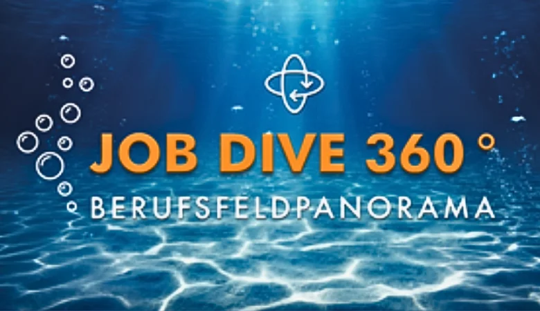 Logo des Job Dive 360° Berufsfeldpanoramas. Eintauchen in verschiedene Berufsfelder.